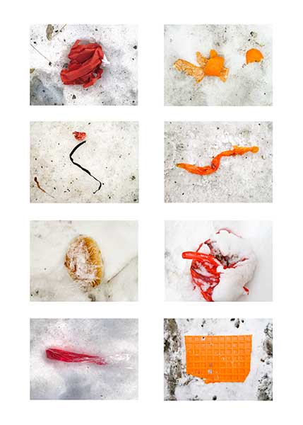 Zusammenstellung 4 von Funden im Schnee auf Fotoabzug 50 x 70 cm, Ria Siegert