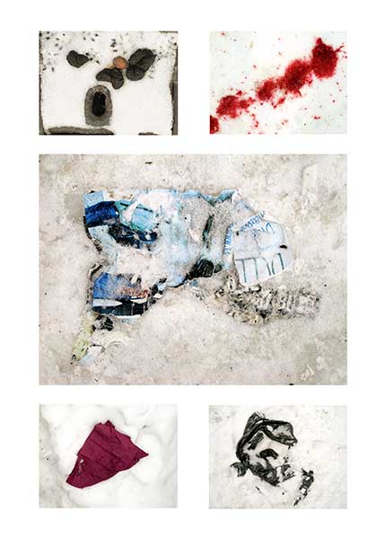 Zusammenstellung 2 von Funden im Schnee auf  Fotoabzug 50 x 70cm, Ria Siegert